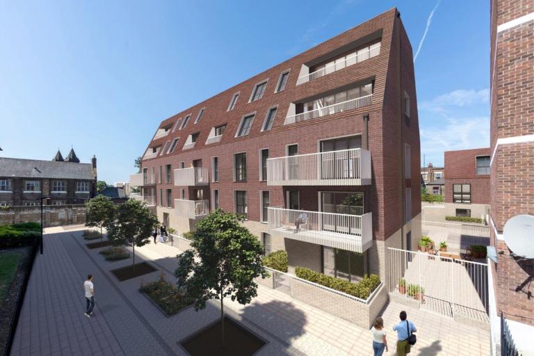 A computer generated image of what the development at Queen's Park Court will look like.