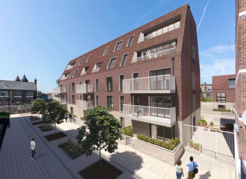 A computer generated image of what the development at Queen's Park Court will look like.