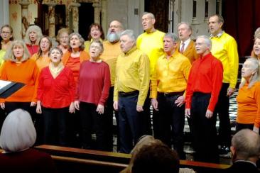 Singers from the choir inside a church