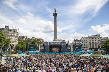 Image of a crowd watching West End live 