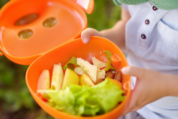 Picture of child's hands and lunchbox 