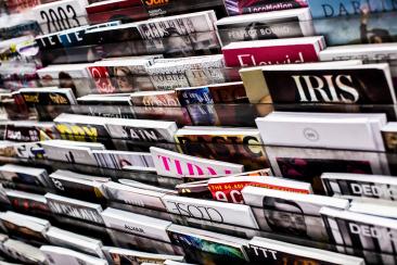 A full rack of magazines