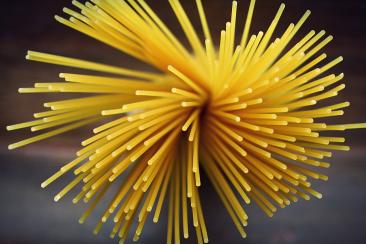 Colour photo of raw spaghetti 