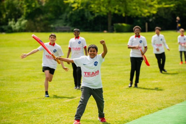 Children from Team Westminster playing cricket at Paddington recreational ground