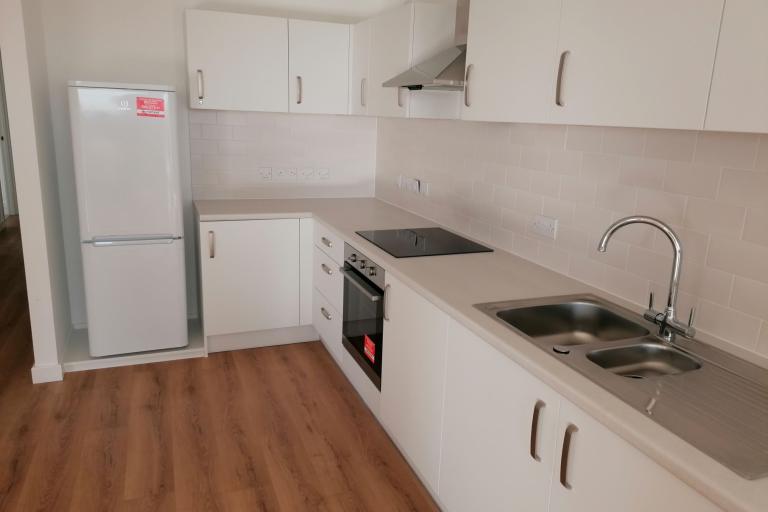 A new kitchen in one of the flats at 300 Harrow Road
