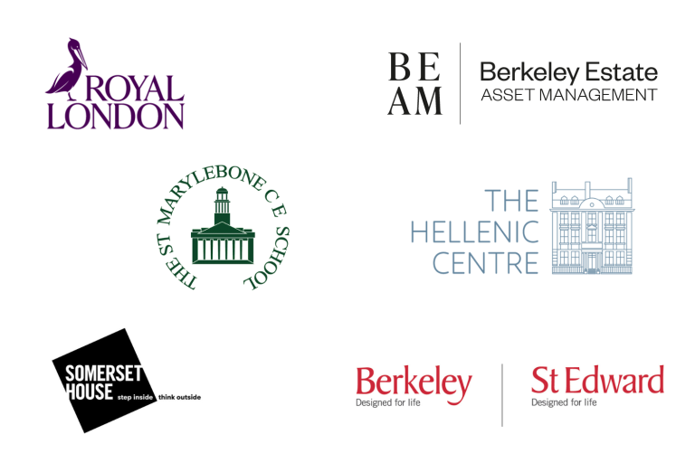 The logos of all the organisations that have signed up to the sustainable city charter as of March 2024