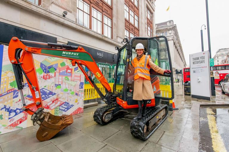 The leader of Westminster City Council attended the first day of work beginning on Oxford Street
