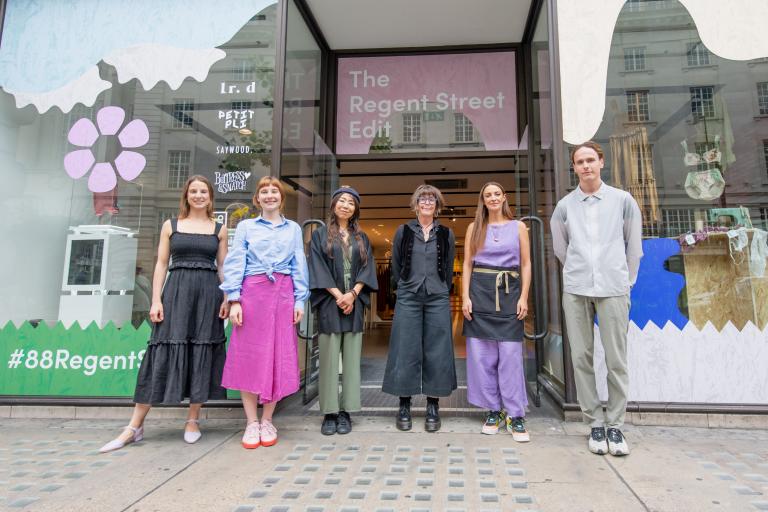 The founders of the six brands standing in front of The Regent Street Edit store