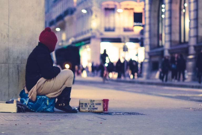 Man homeless on street
