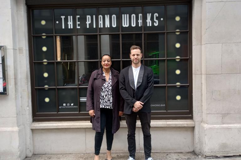 Cllr Aicha Less and Tristan Moffat, Operations Director of Piano Works