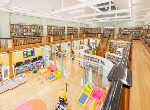 Colour photo of inside of Victoria Library