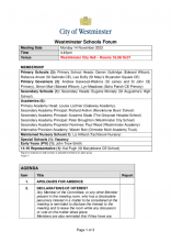 Agenda, Westminster Schools Forum meeting, 14 November 2022