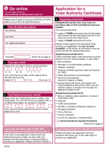 Voter Authority Certificate application form