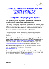 Freedom Pass physical and learning disability