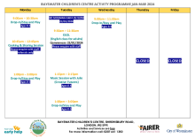 Bayswater Children's Centre Activity Programme Jan-Apr 2024