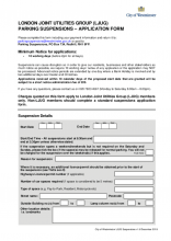 London Joint Utilities Group (LJUG) parking suspension application form
