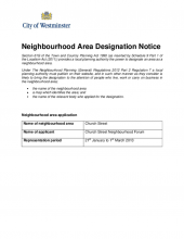 Church Street neighbourhood area designation notice