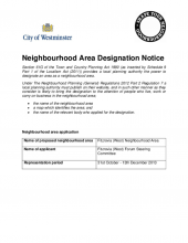 Fitzrovia (West) neighbourhood business area designation notice