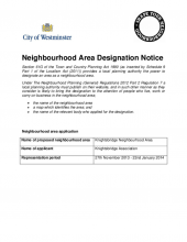 Knightsbridge neighbourhood area designation notice