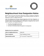 Maida Hill neighbourhood area designation notice