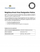 Marylebone neighbourhood area designation notice