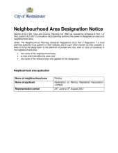Pimlico neighbourhood area designation notice