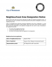 Queen's Park neighbourhood area designation notice