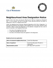 South East Bayswater neighbourhood area designation notice