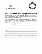 Westbourne (ward) neighbourhood area designation notice