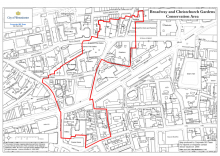 Broadway and Christchurch Gardens conservation area map