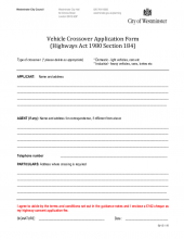 Vehicle crossover application form