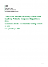 Guidance for animal welfare (licensing of activities involving animals)