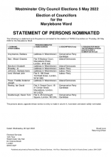 Marylebone Ward, Statement of Persons Nominated