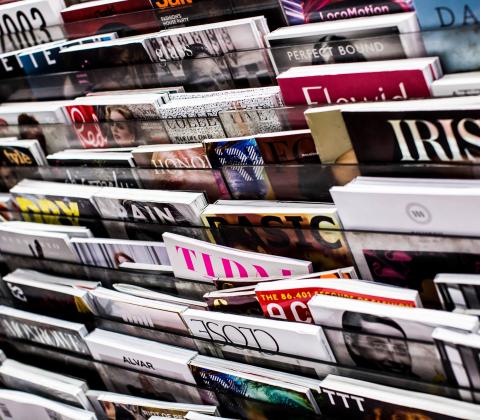 A full rack of magazines