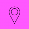 A locator symbol on a bright pink background 