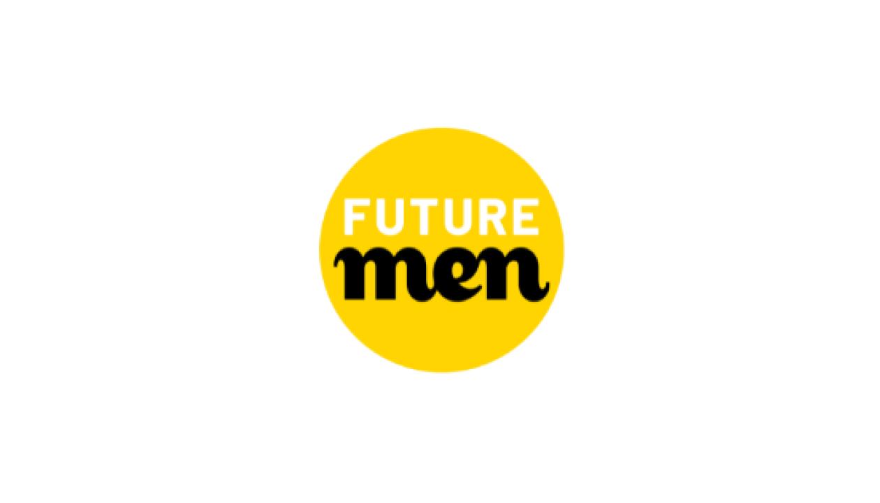circular logo with words future men