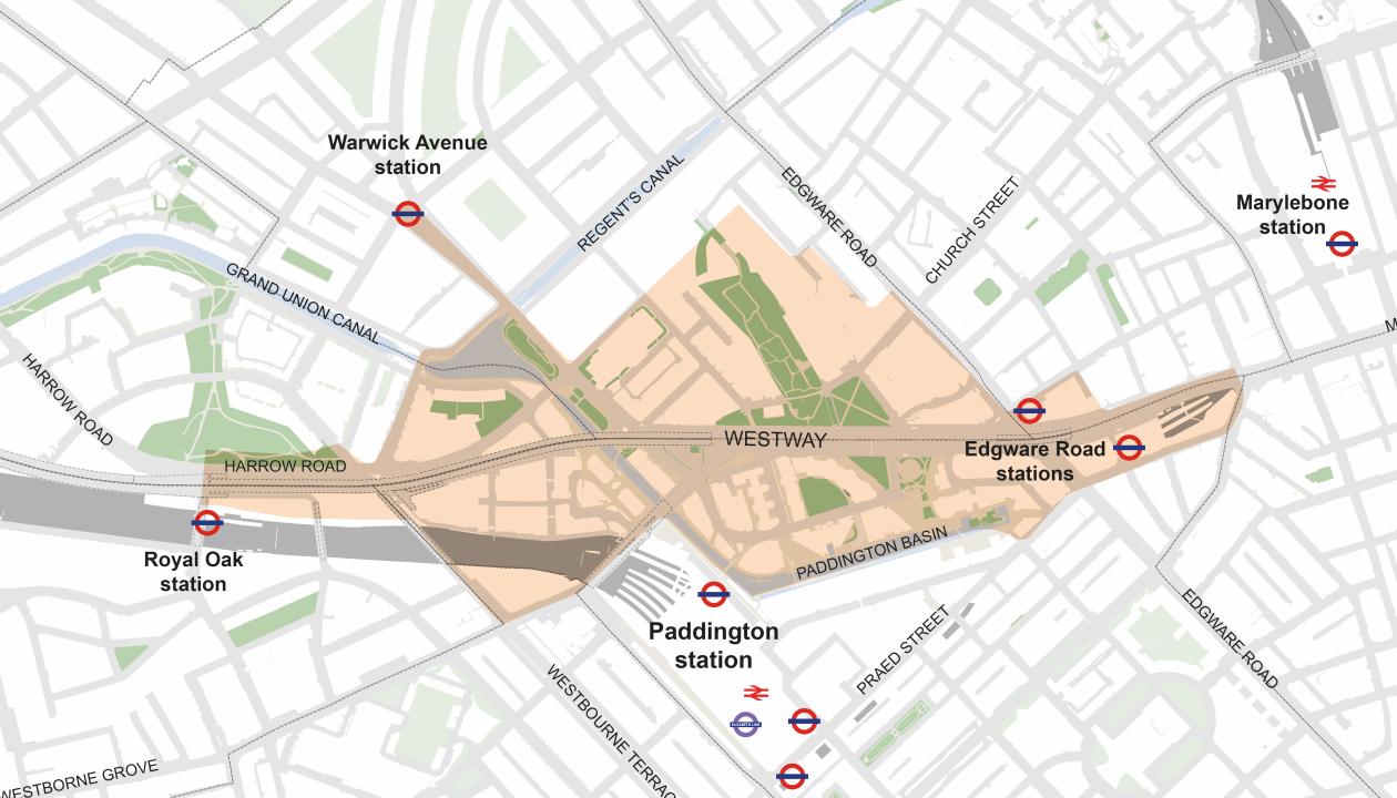 Map showing the Paddington Plan strategy area.